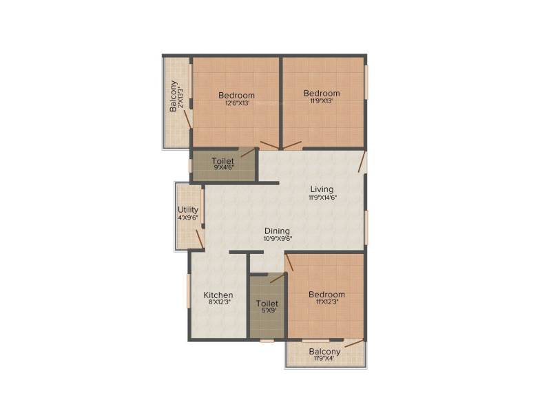 Samaya Sonata (3BHK+2T (1,435 sq ft)   Pooja Room 1435 sq ft)