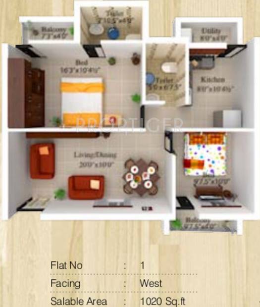 Sree Daksha Vhridhaa Apartment (2BHK+2T (1,020 sq ft) 1020 sq ft)