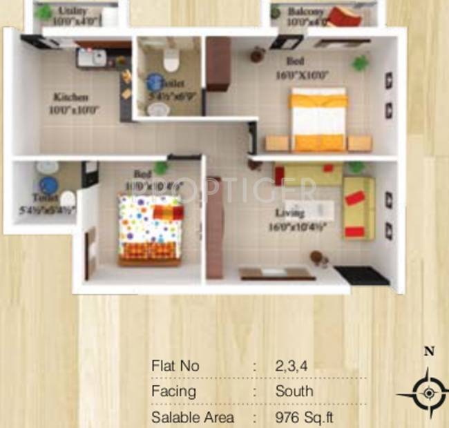 Sree Daksha Vhridhaa Apartment (2BHK+2T (976 sq ft) 976 sq ft)