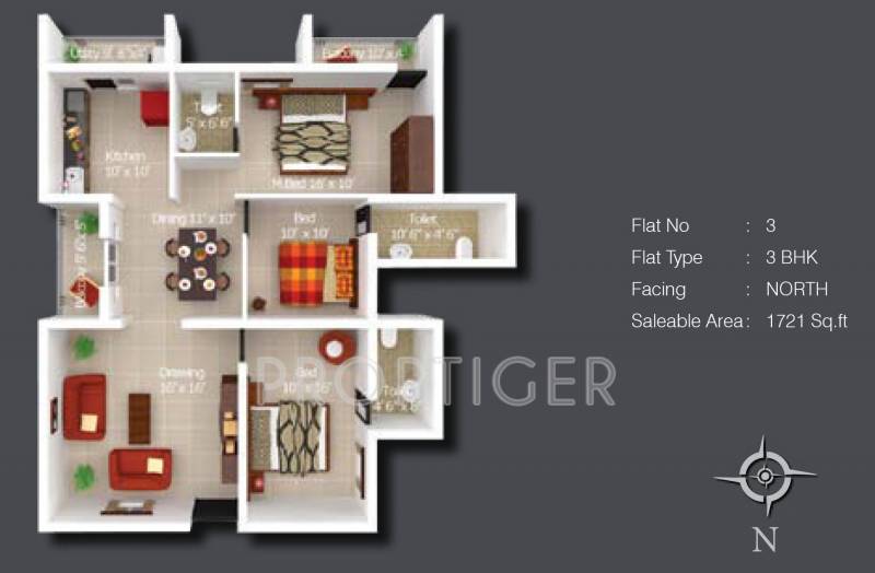 Sree Daksha Kshiptha (3BHK+3T (1,721 sq ft) 1721 sq ft)