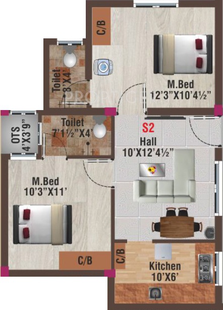 AV Kamalam (2BHK+2T (675 sq ft) 675 sq ft)