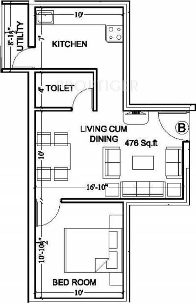 Deepika Maple (1BHK+1T (476 sq ft) 476 sq ft)