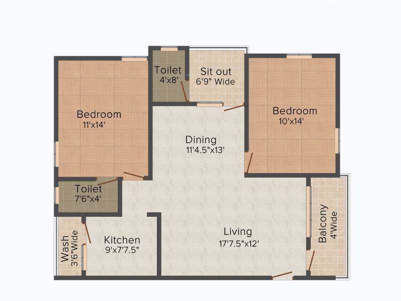 Green Meadows (2BHK+2T (1,170 sq ft) 1170 sq ft)