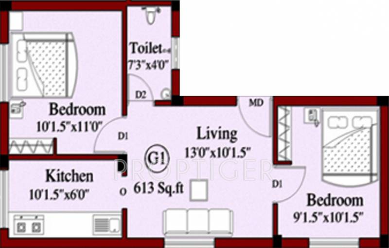 Naveen Agitha Nest (2BHK+1T (613 sq ft) 613 sq ft)