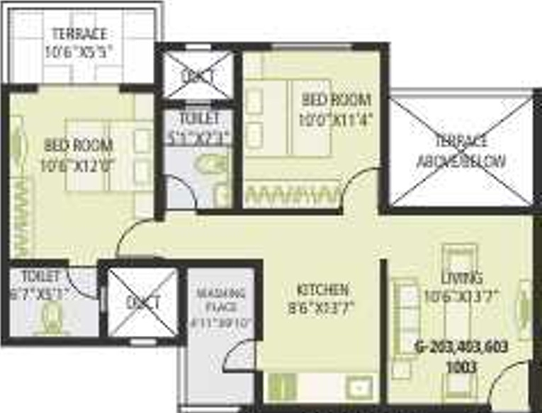Vastushodh Urbangram (2BHK+2T (830 sq ft) 830 sq ft)