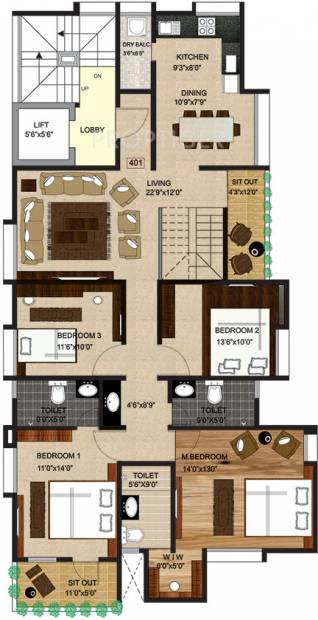 Pandit Akshar (4BHK+3T (2,051 sq ft) 2051 sq ft)