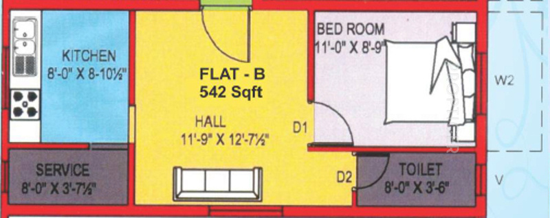 DLS Lakshmi Garden (1BHK+1T (542 sq ft) 542 sq ft)