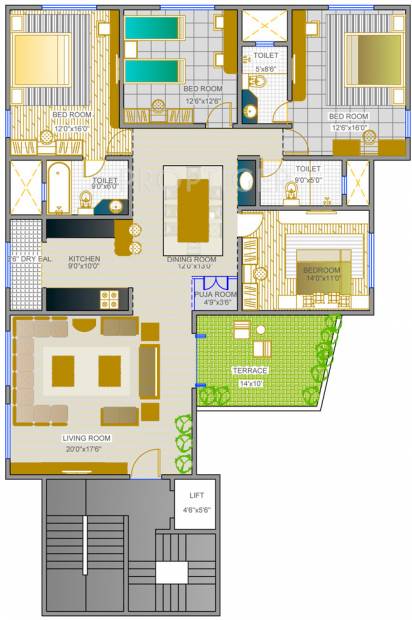 Varsha 58 Varsha (4BHK+3T (2,300 sq ft)   Pooja Room 2300 sq ft)