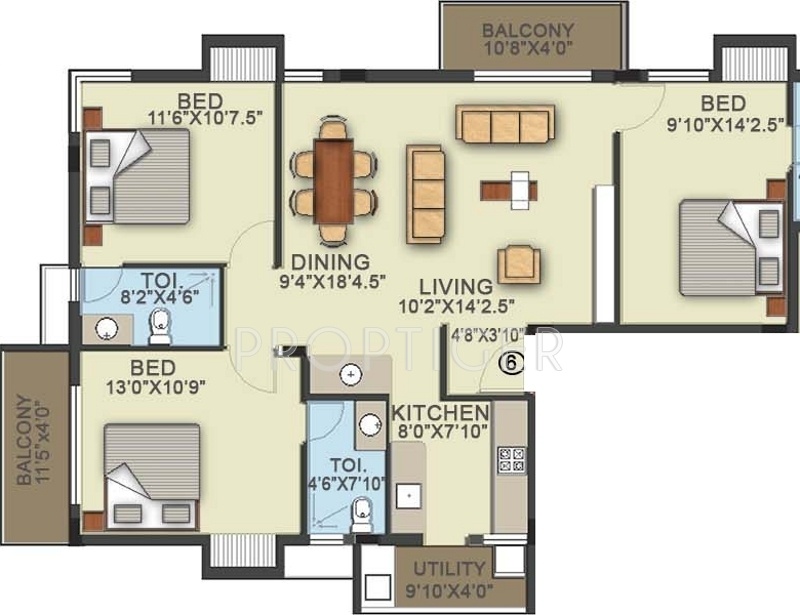 Nivedha Watraphouse (3BHK+2T (1,427 sq ft) 1427 sq ft)
