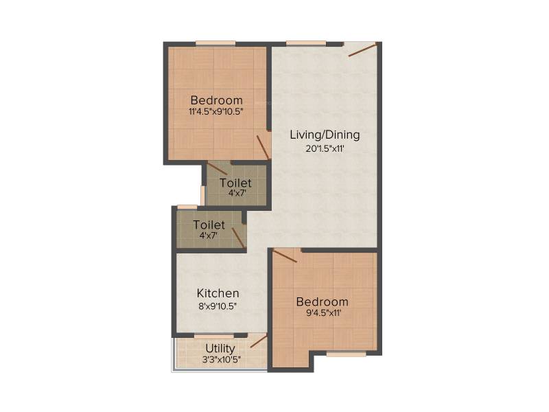 Shree Mohan Flats (2BHK+2T (842 sq ft) 842 sq ft)