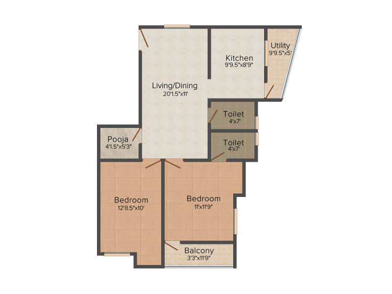 Shree Mohan Flats (2BHK+2T (1,003 sq ft) 1003 sq ft)