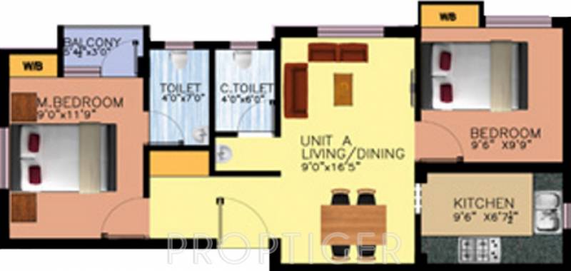 MACC Suraj (2BHK+2T (908 sq ft) 908 sq ft)