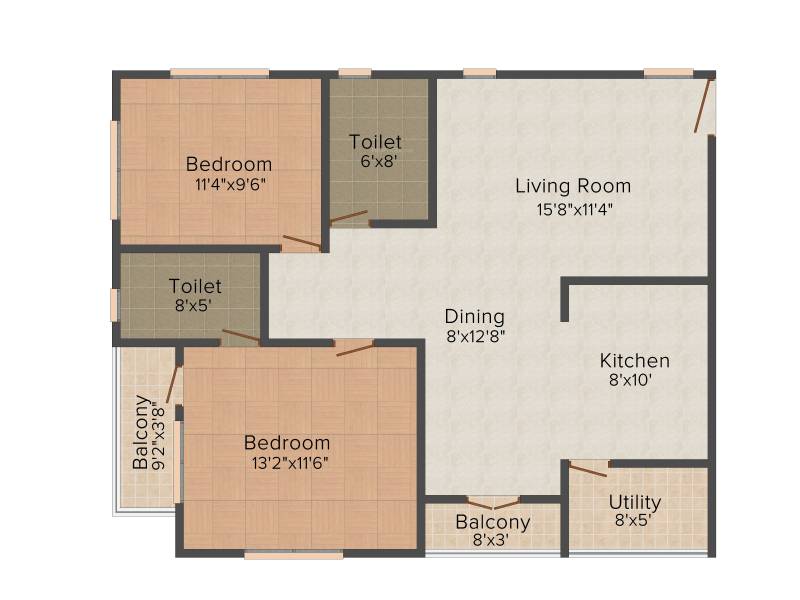 ARV Temple Tree (2BHK+2T (1,171 sq ft) 1171 sq ft)