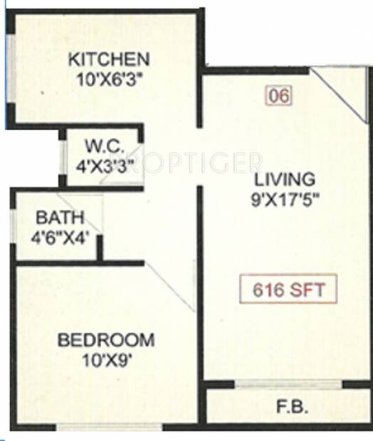 Ajay Raj Shree Krishna Apartment (1BHK+1T (616 sq ft) 616 sq ft)