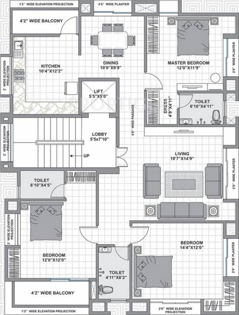 Pushkar Maple (3BHK+3T (1,550 sq ft) 1550 sq ft)