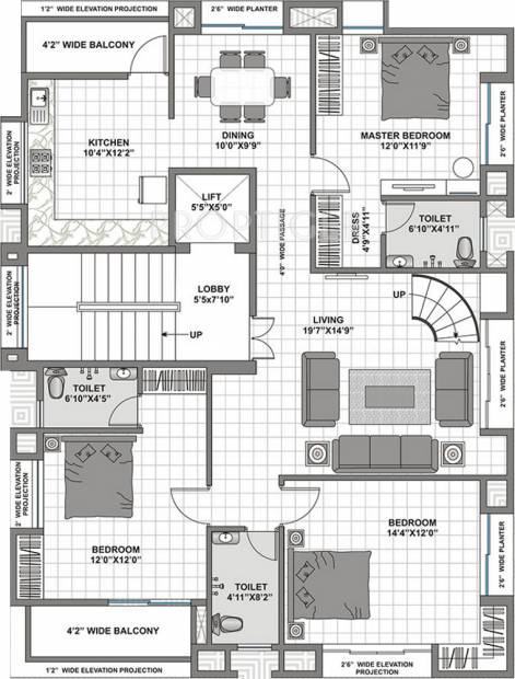 Pushkar Maple (4BHK+4T (2,250 sq ft) 2250 sq ft)