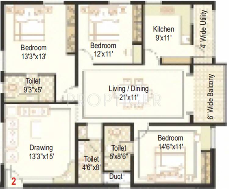 Namaha Landmark Towers (3BHK+3T (1,700 sq ft) 1700 sq ft)