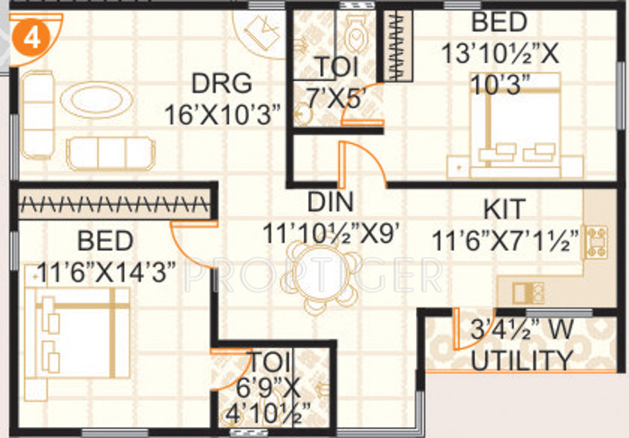 Arjun ARK Towers (2BHK+2T (1,062 sq ft) 1062 sq ft)