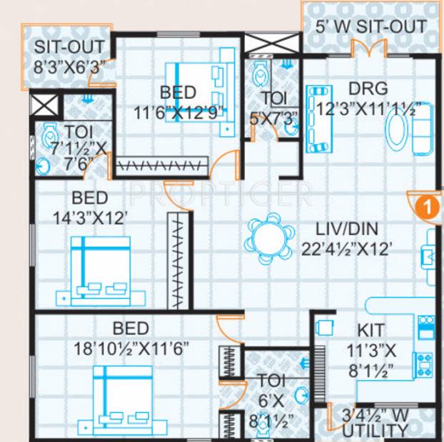 Arjun ARK Towers (3BHK+3T (1,737 sq ft) 1737 sq ft)