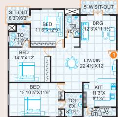 Arjun ARK Towers (3BHK+3T (1,737 sq ft) 1737 sq ft) Arjun ARK Towers (3BHK+3T (1,737 sq ft) 1737 sq ft)