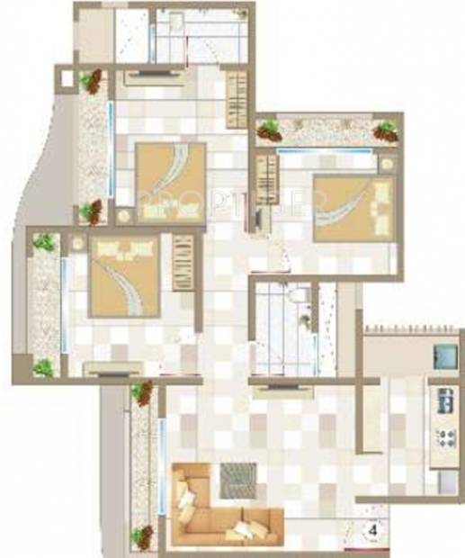 Rite Advent (3BHK+2T (1,086 sq ft) 1086 sq ft)