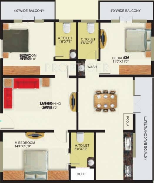PNR Shreeniketana (3BHK+3T (1,445 sq ft)   Pooja Room 1445 sq ft)