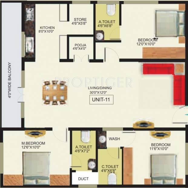 PNR Shreeniketana (3BHK+3T (1,423 sq ft)   Pooja Room 1423 sq ft)