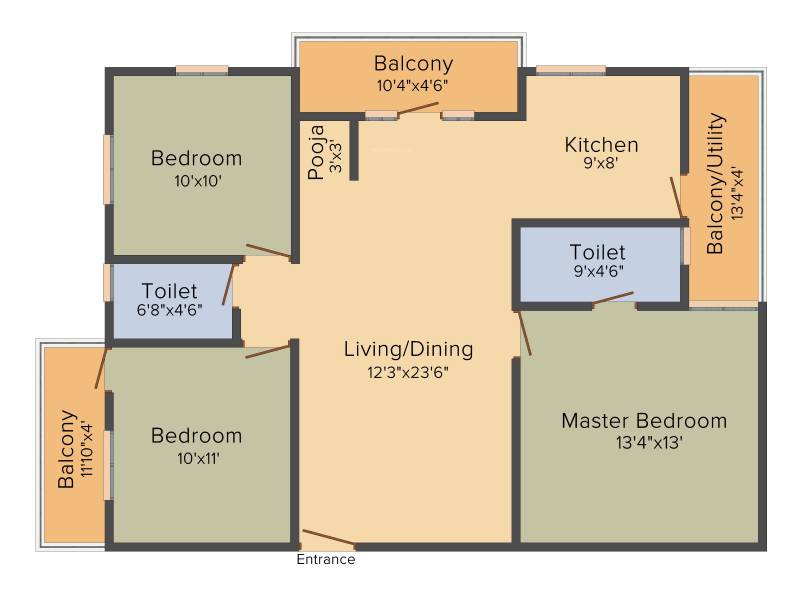 Carp Sai Sumukha Sameeksha (3BHK+2T (1,390 sq ft) 1390 sq ft)