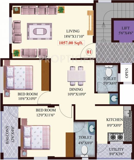 Tree Tamarind Tree (2BHK+2T (1,057 sq ft) 1057 sq ft)