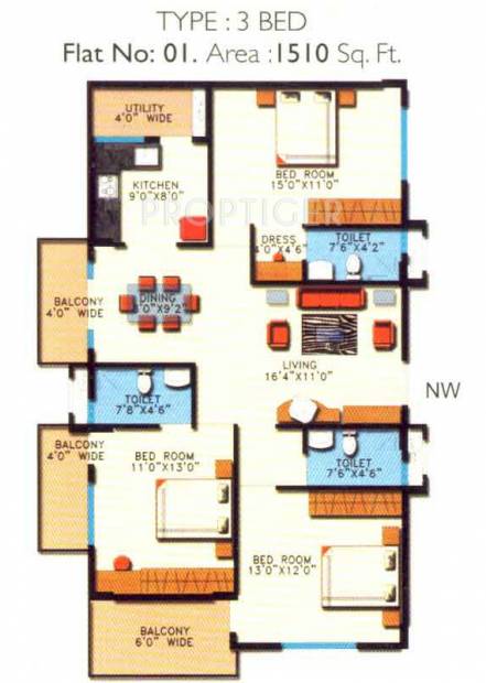 Sumadhura Paramount Serene (3BHK+3T (1,510 sq ft) 1510 sq ft)