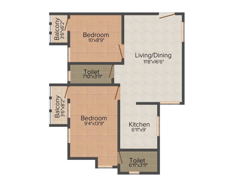 Visakh Shree Gajanan Apartment (2BHK+2T (811 sq ft) 811 sq ft)