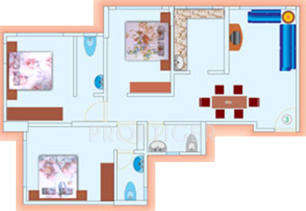 KP Krishna Regency (3BHK+3T (1,180 sq ft) 1180 sq ft)