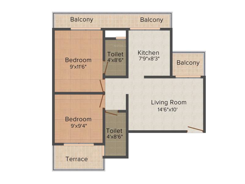 Hi Tech Raj Vaikunth (2BHK+2T (935 sq ft) 935 sq ft)