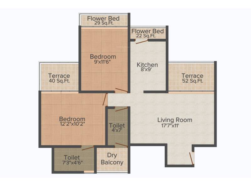 Sky Integreat Radhekrishna (2BHK+2T (1,166 sq ft) 1166 sq ft)