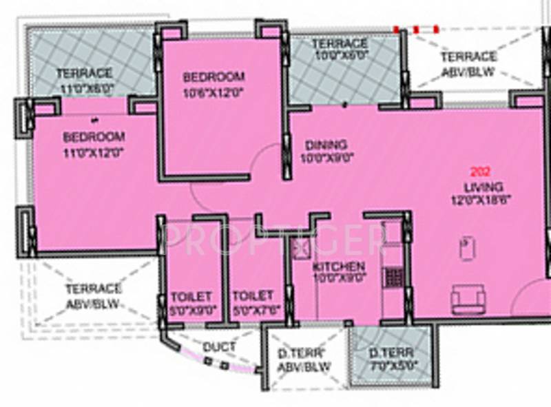 BramhaCorp Exuberance (2BHK+2T (1,306 sq ft) 1306 sq ft)