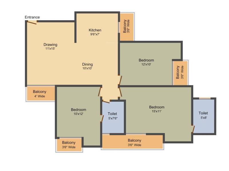 Aims AMG Resi Complex 2 (3BHK+2T (1,350 sq ft) 1350 sq ft)
