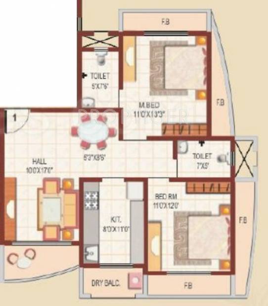 Prathamesh Ashish (2BHK+2T (1,015 sq ft) 1015 sq ft)