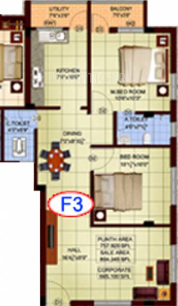 Sapthagiri Sarithra Apartment (2BHK+2T (895 sq ft) 895 sq ft)