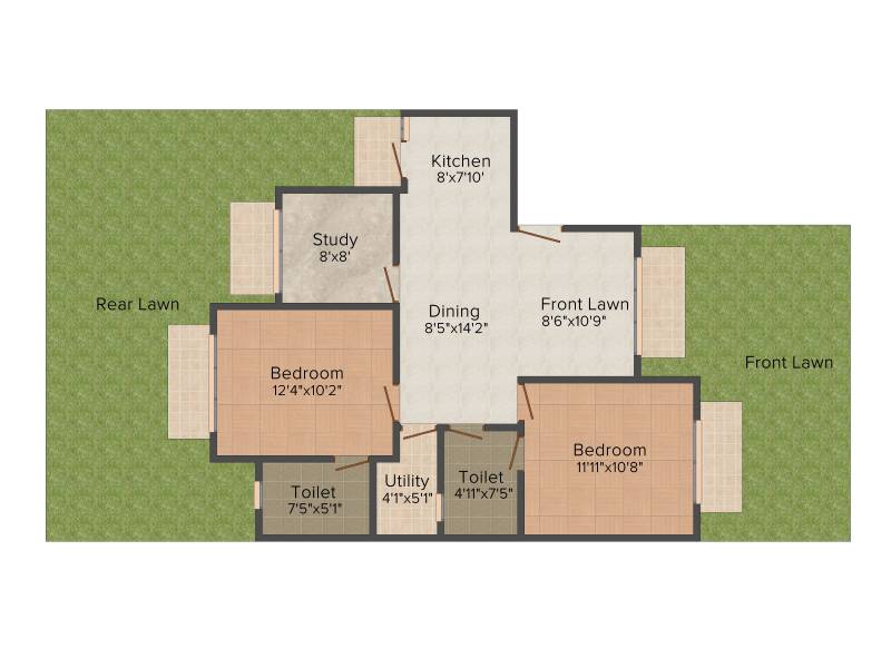 CHD Paradiso (2BHK+2T (1,090 sq ft) + Study Room 1090 sq ft)