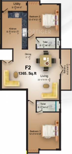 MS MM Seaview (2BHK+2T (1,365 sq ft) 1365 sq ft)