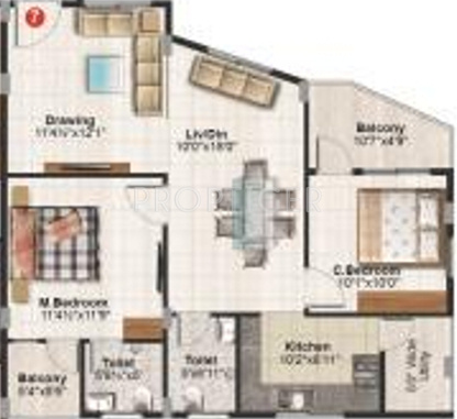Pegasus Soorya Signature (2BHK+2T (1,150 sq ft) 1150 sq ft)