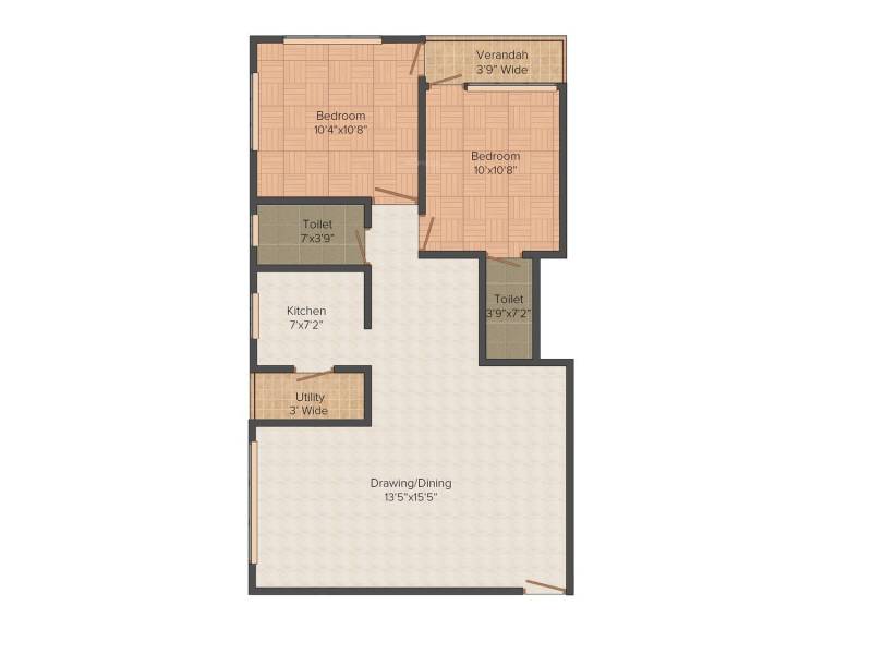 Skywood Nestwood Maple (2BHK+2T (807 sq ft) 807 sq ft)
