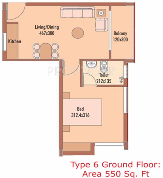 Top Templenext (1BHK+1T (550 sq ft) 550 sq ft)