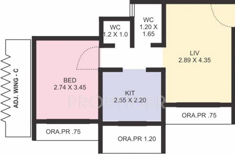 GBK Vishwajeet Green (1BHK+1T (664 sq ft) 664 sq ft)