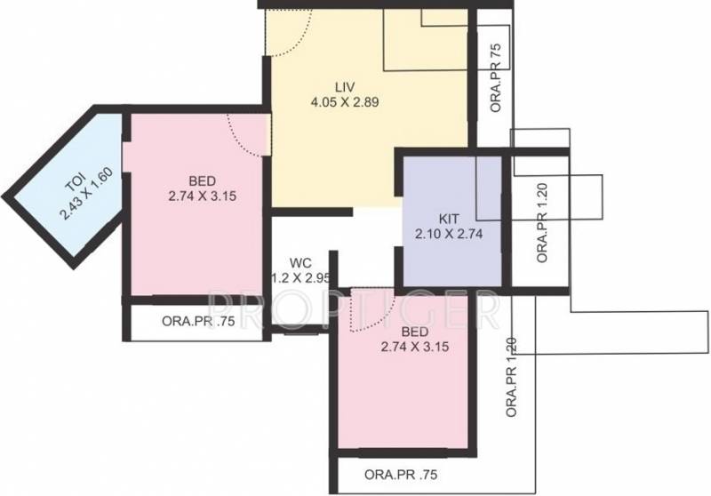 GBK Vishwajeet Green (2BHK+2T (1,009 sq ft) 1009 sq ft)