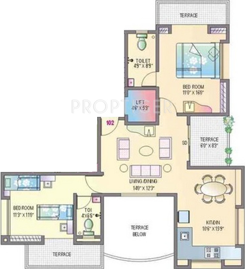 Acumen Utkarsha (2BHK+3T (1,305 sq ft) 1305 sq ft)
