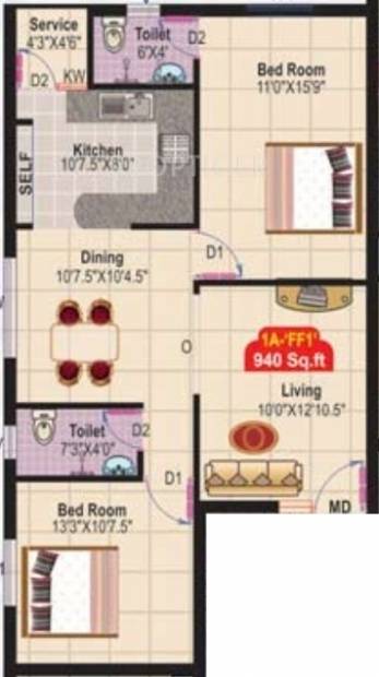 VJS Kumaran Sukrataa (2BHK+2T (940 sq ft) 940 sq ft)