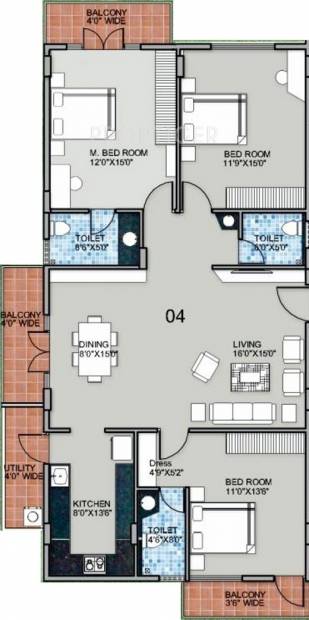 Chithaary Aastha (3BHK+3T (1,790 sq ft) 1790 sq ft)