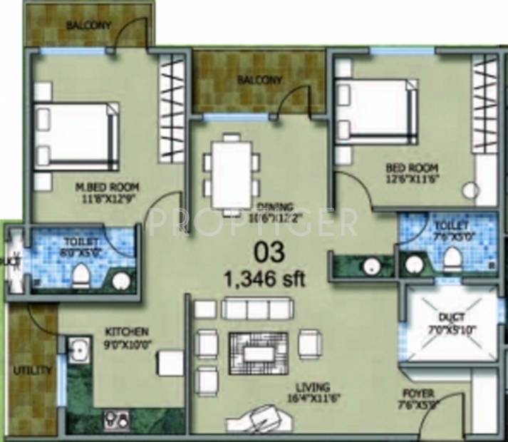 Chithaary Elite (2BHK+2T (1,346 sq ft) 1346 sq ft)