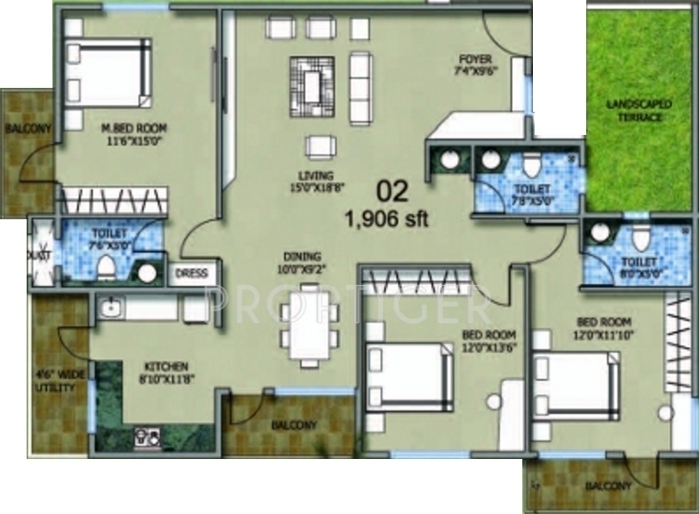Chithaary Elite (3BHK+3T (1,906 sq ft) 1906 sq ft)